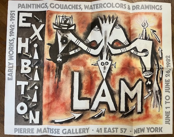You are cordially invited to attend the opening of an exhibition of early works by Wifredo Lam, 1982, Pierre Matisse Gallery New York